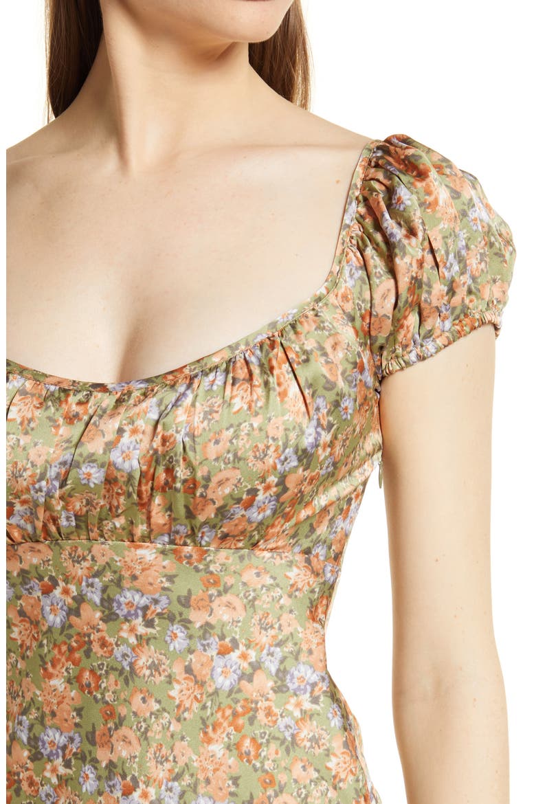 Floral Satin Midi Dress, Alternate, color, SAGE FLORAL