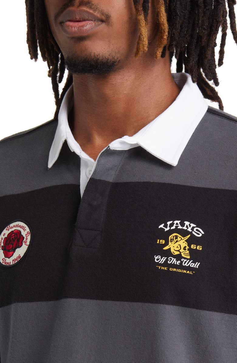 Vans Desert Hi Stripe Long Sleeve Rugby Polo, Alternate, color, 