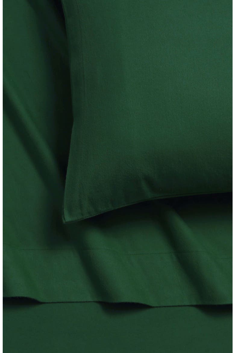 Cotton Flannel Sheet Set, Alternate, color, EMERALD GREEN