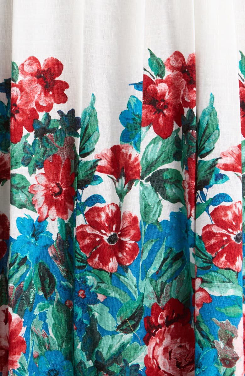 Tahari ASL Belted Border Print Midi Dress, Alternate, color, Ivory Multi