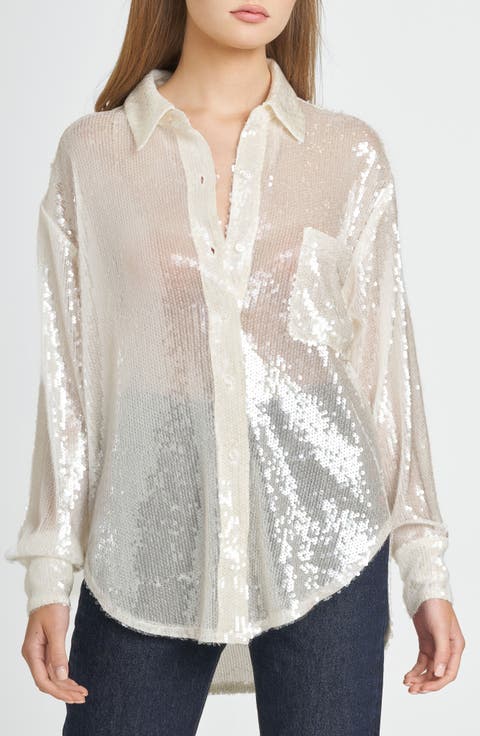 Find Your Light Sequin Button-Up Shirt