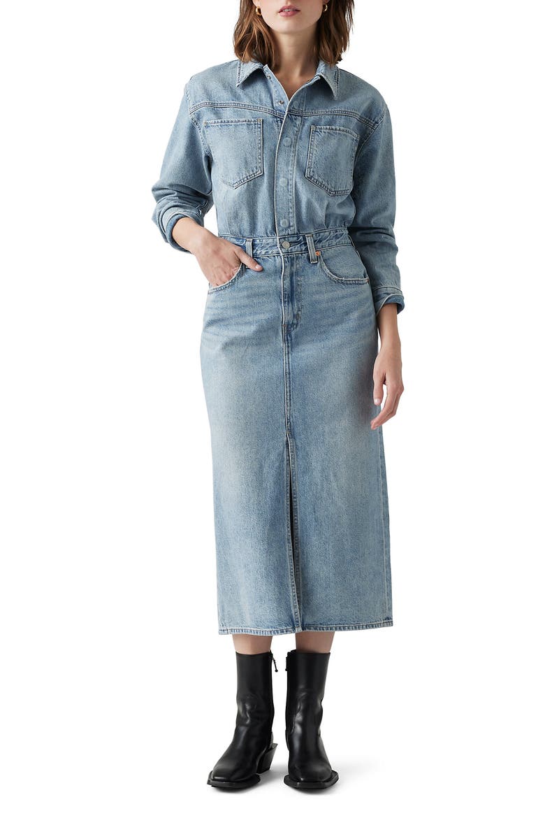 plein sud seam corset denim flare dress Sweet Mini The scoop neckline and July25_LinenDraft Jean dress ideas | Size:UK 4 / US 0