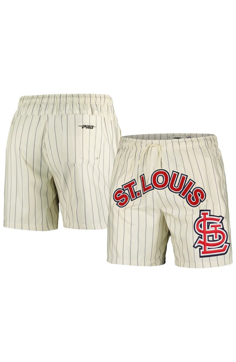 PRO STANDARD Men's Pro Standard Cream St. Louis Cardinals Pinstripe Retro Classic Woven Shorts, Alternate, color, Cream