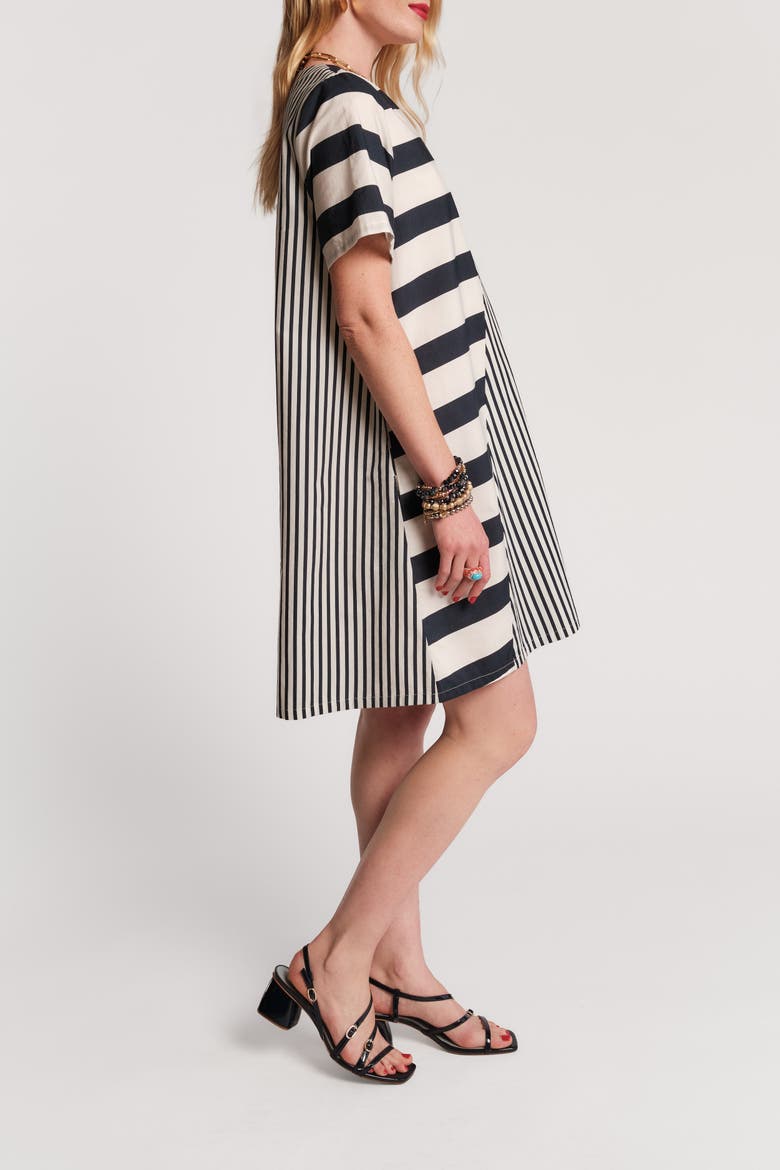 Schooner Dress Nautical Stripe, Alternate, color, Navy/Oyster