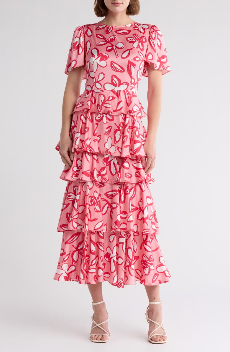 AREA STARS Tiered Maxi Dress, Main, color, Pink Floral