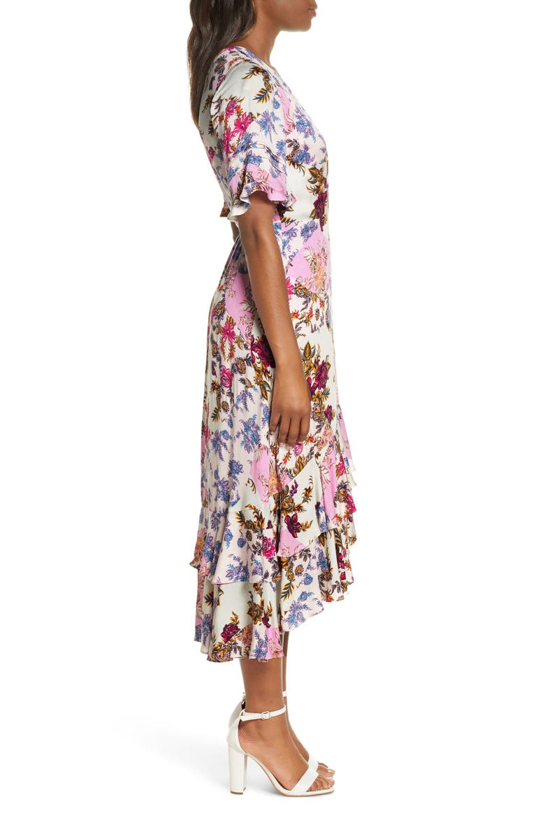 Abbi Mixed Floral Wrap Dress, Alternate, color, PINK MIST MULTI