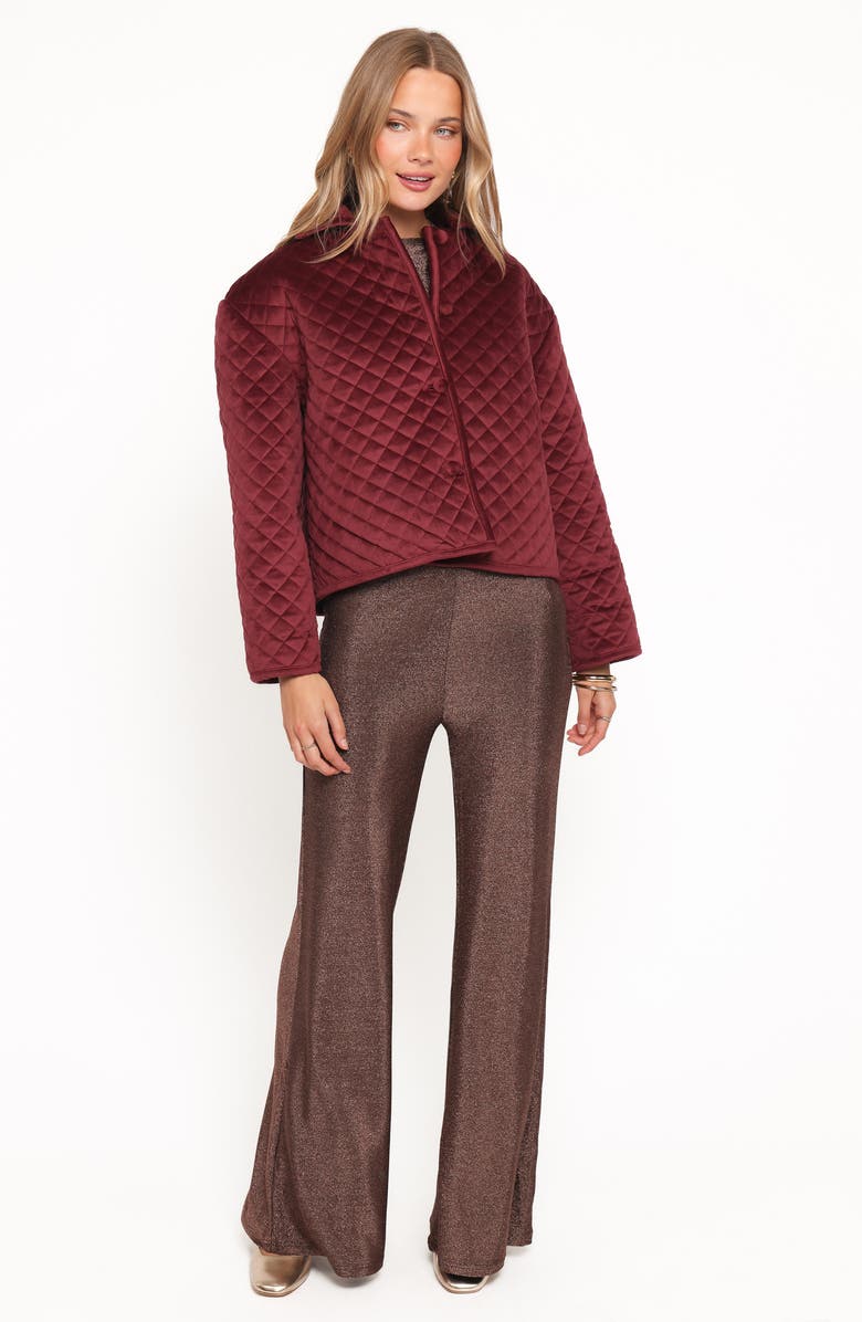 Petal & Pup Roxanna Quilted Velvet Jacket, Alternate, color, Wine