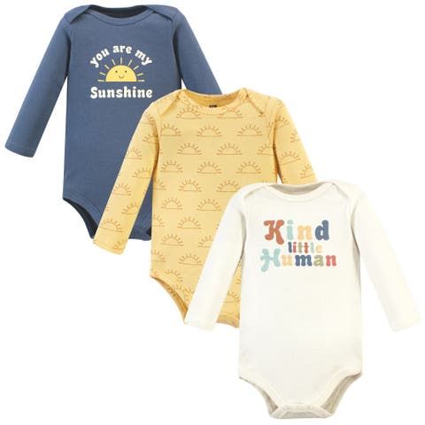 Essential Long-Sleeve Cotton Bodysuit Triple Set