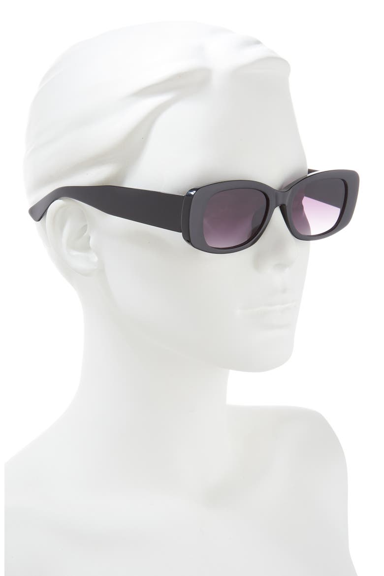 52mm Rectangular Sunglasses, Alternate, color, BLACK