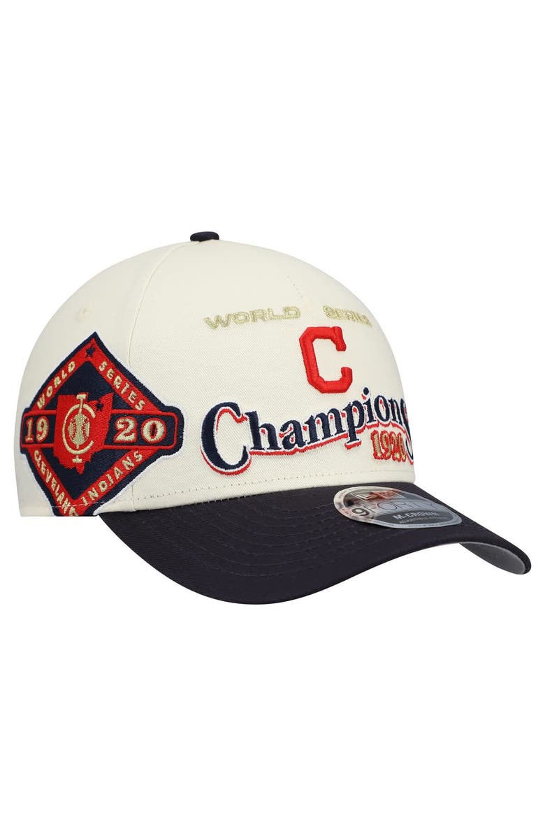 New Era Men's New Era Cream/Navy Cleveland Guardians World Series 9FORTY M-Crown Adjustable Hat, Main, color, Cream