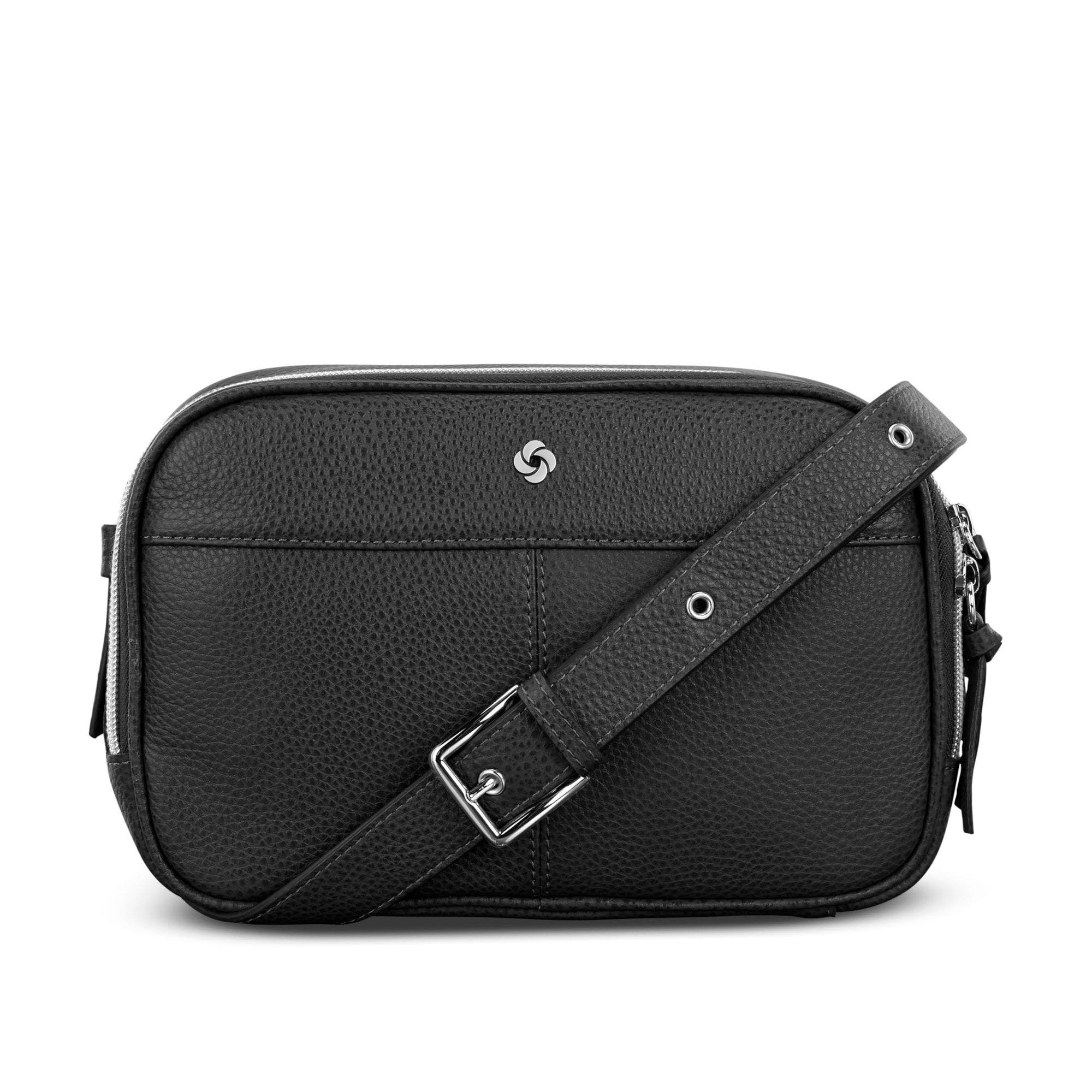 Mobile Solution 2 Leather Crossbody Bag, Main, color, Black