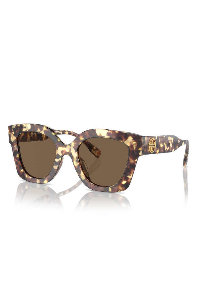 Tory Burch 49mm Irregular Cat Eye Sunglasses, Alternate, color, Dark Brown