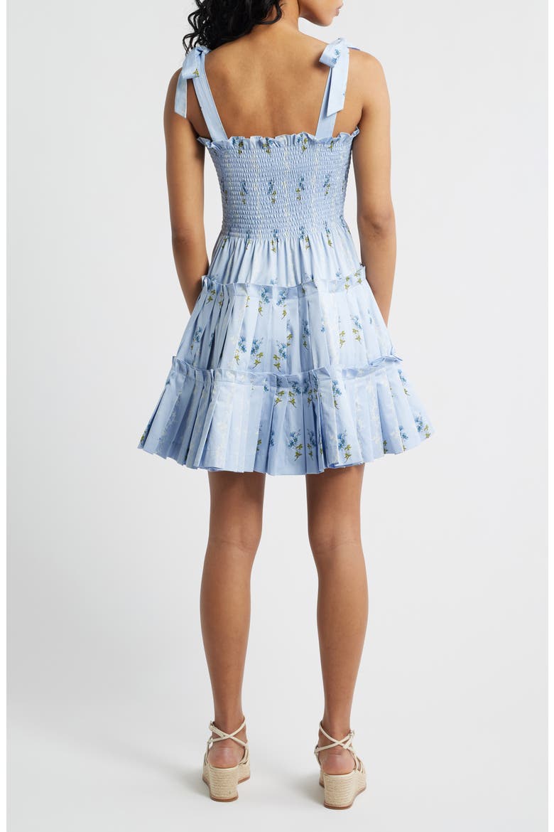 The Ribbon Smocked Pleated Minidres, Alternate, color, BLUEBELL WALTZ