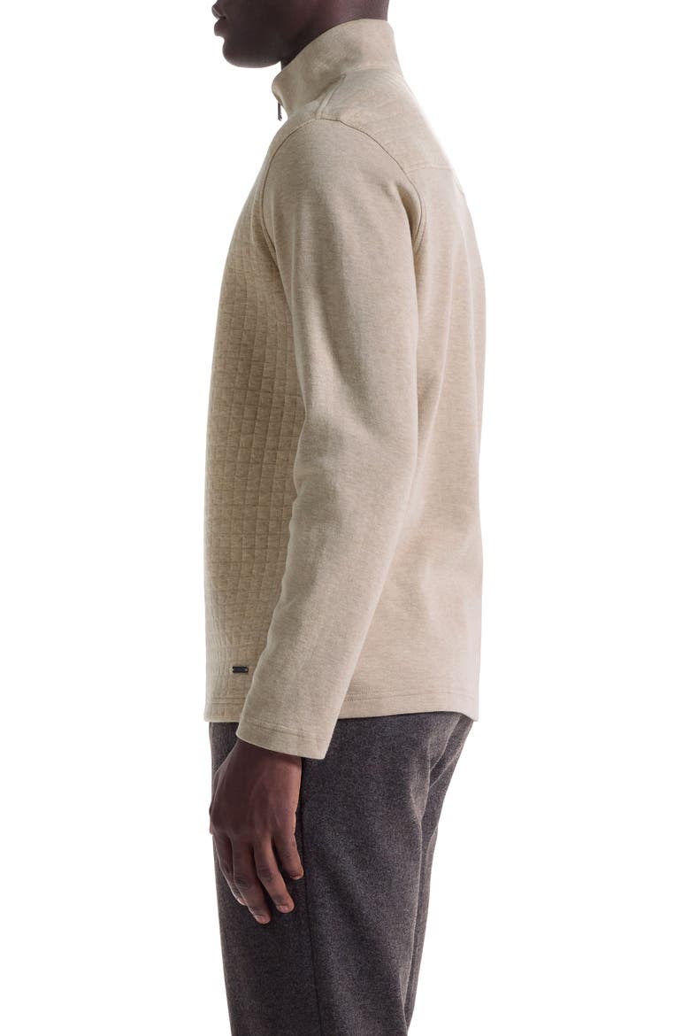 Waffle Quarter Zip Cotton Blend Pullover, Alternate, color, SAND