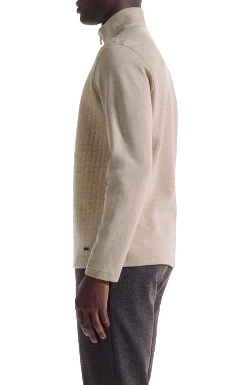 Bugatchi Waffle Quarter Zip Cotton Blend Pullover In Neutral