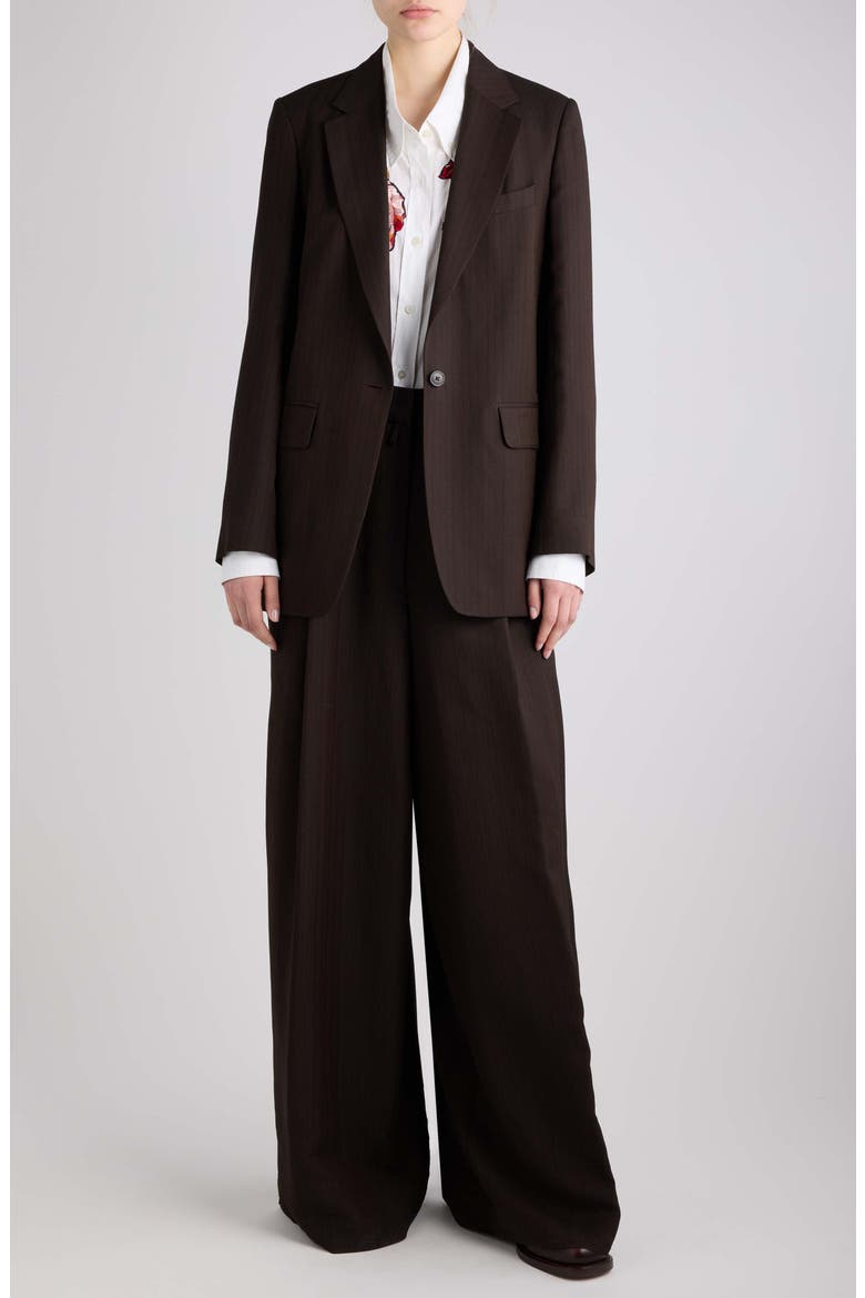 Podium Plaid Wool Crepe Wide Leg Pants, Alternate, color, CEMENT