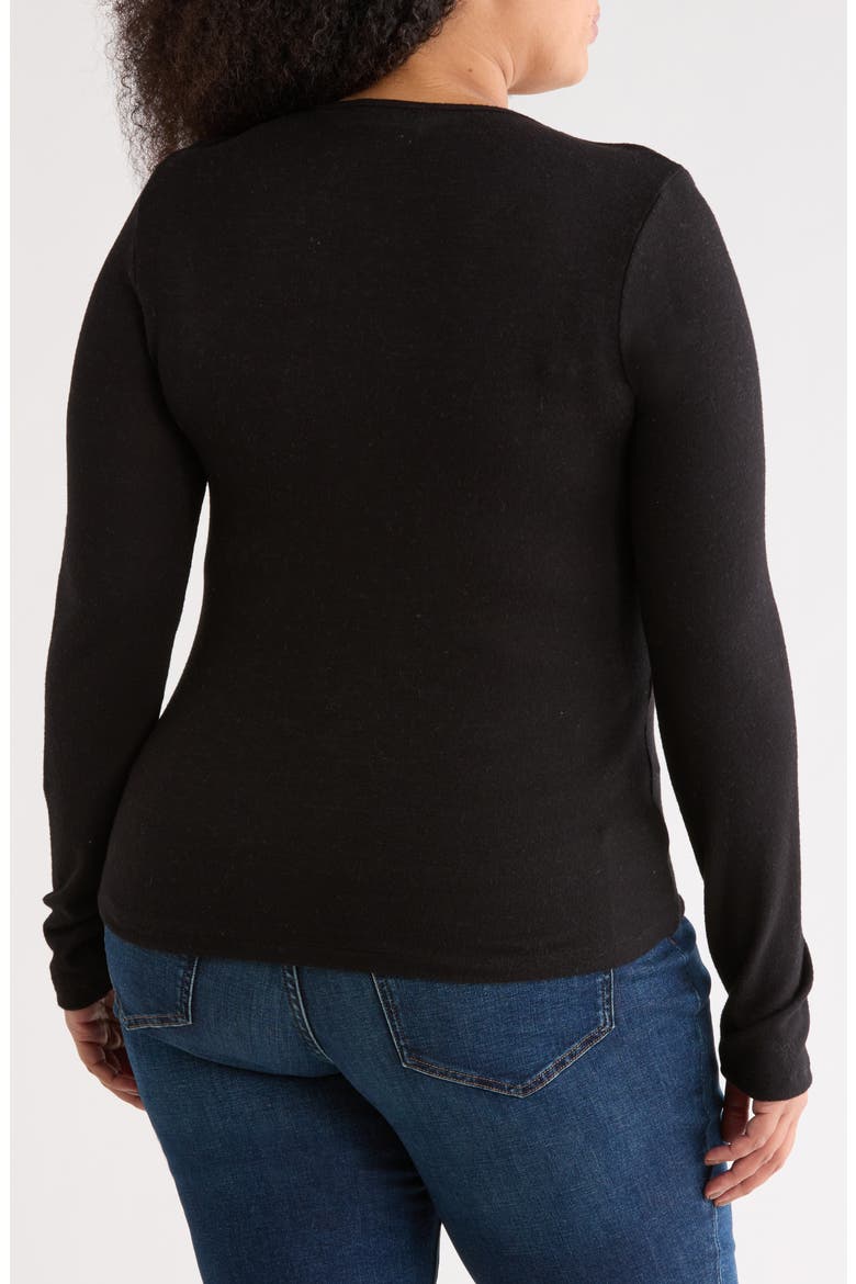 Rib Knit V-Neck Top, Alternate, color, BLACK