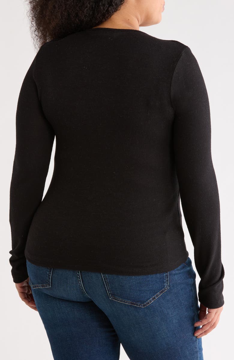 Renee C Rib Knit V-Neck Top, Alternate, color, Black