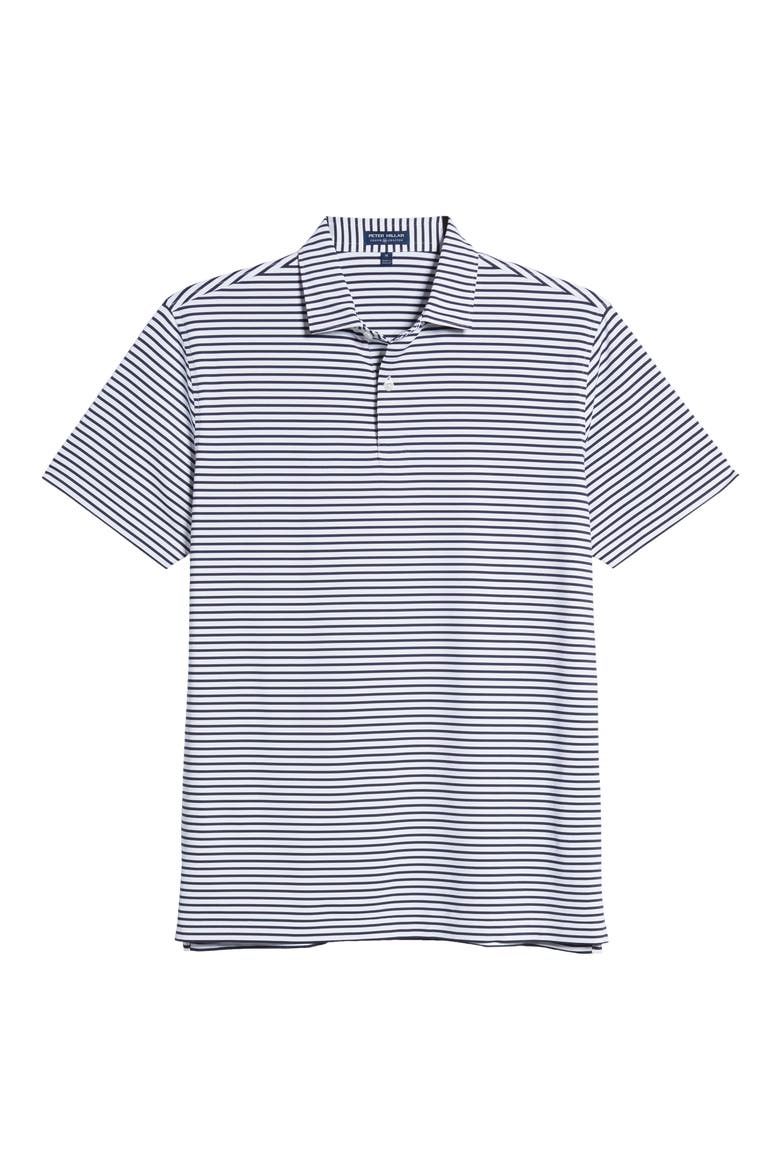 Miles Stripe Short Sleeve Stretch Jersey Polo, Alternate, color, WHITE/ NAVY