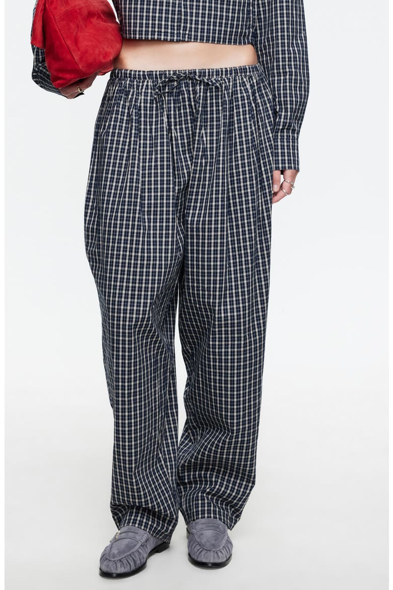 Aura Plaid Drawstring Pants, Main, color, NAVY LEMON PLAID