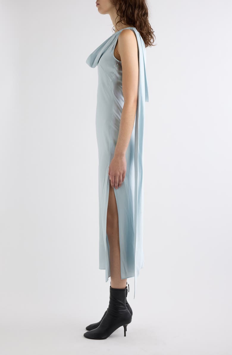 Acne Studios Dotti Cowl Neck Silk Satin Dress, Alternate, color, Light Blue