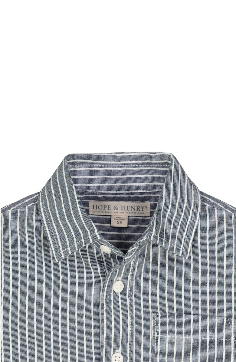Hope & Henry Boys' Twill Button Down Shirt, Kids, Alternate, color, Light Navy Railroad Stripe