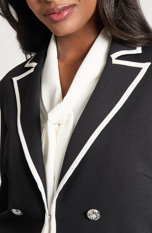 Ming Wang Contrast Detail Jacket In Black
