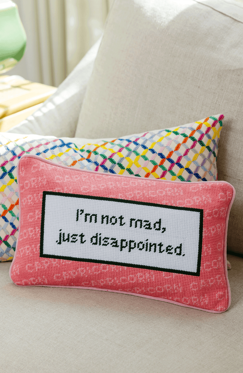 Furbish Capricorn Needlepoint Pillow, Alternate, color, Peach