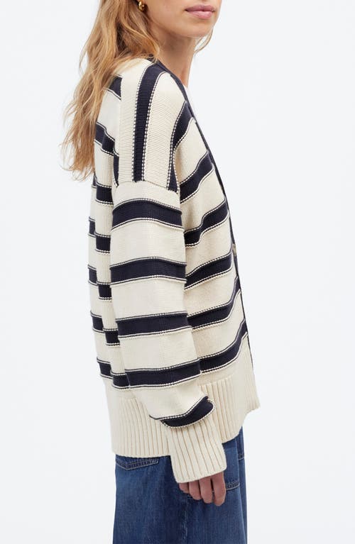 MADEWELL MADEWELL STRIPE OVERSIZE COTTON CARDIGAN 