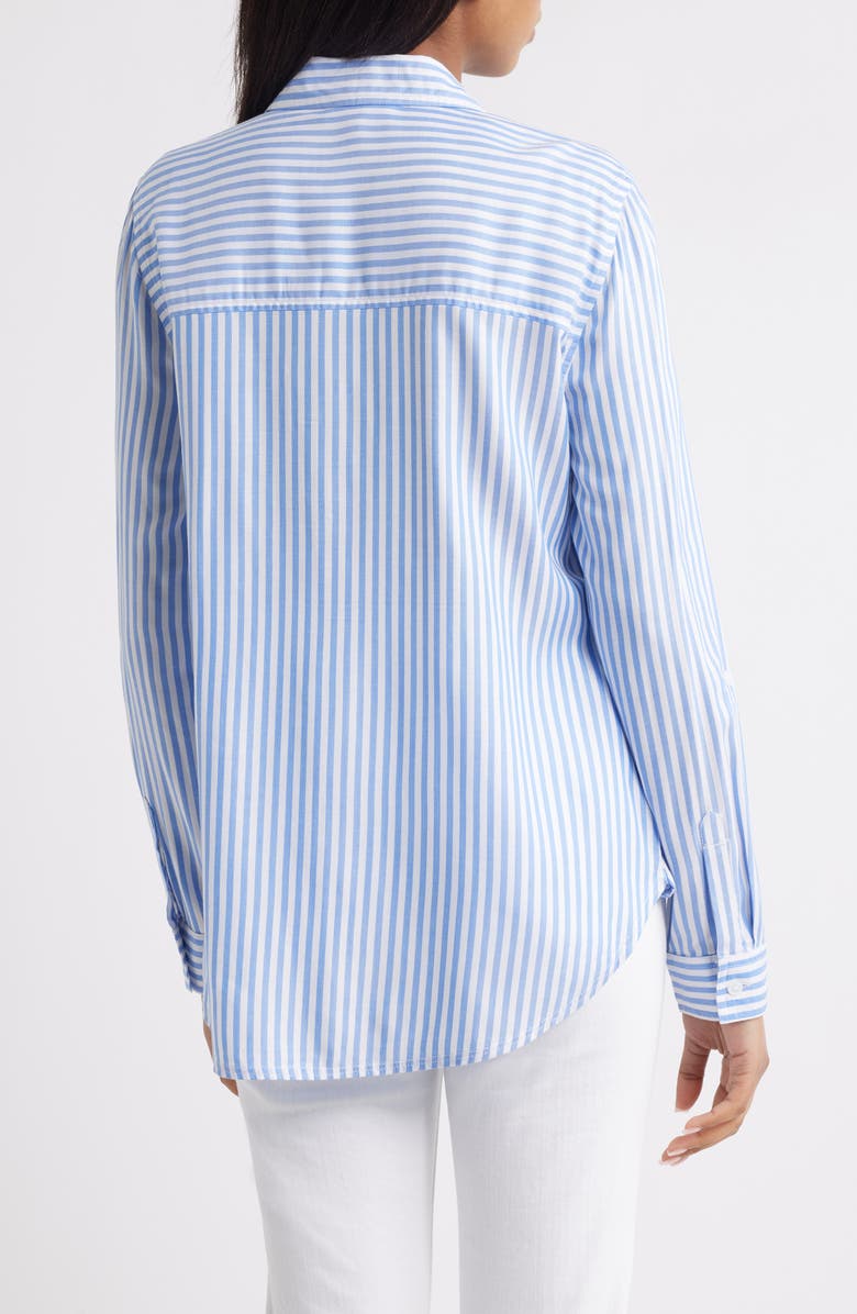 beachlunchlounge Farrah Stripe Button-Up Shirt, Alternate, color, Blue Ice