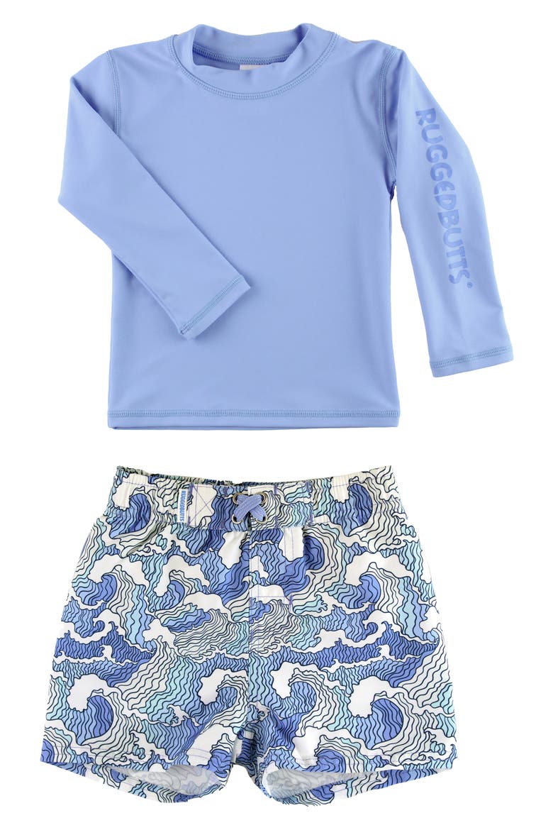 Ocean Long Sleeve Two-Piece Rashguard Swimsuit, Main, color, PERIWINKLE