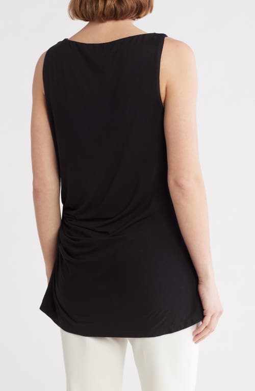 Patrizia Luca Side Ruched Sleeveless Top In Black