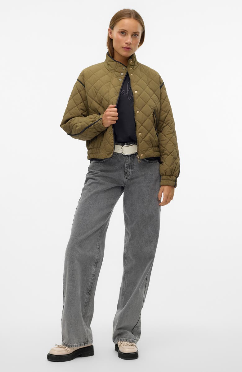 VERO MODA Vilma Quilted Crop Bomber Jacket, Alternate, color,