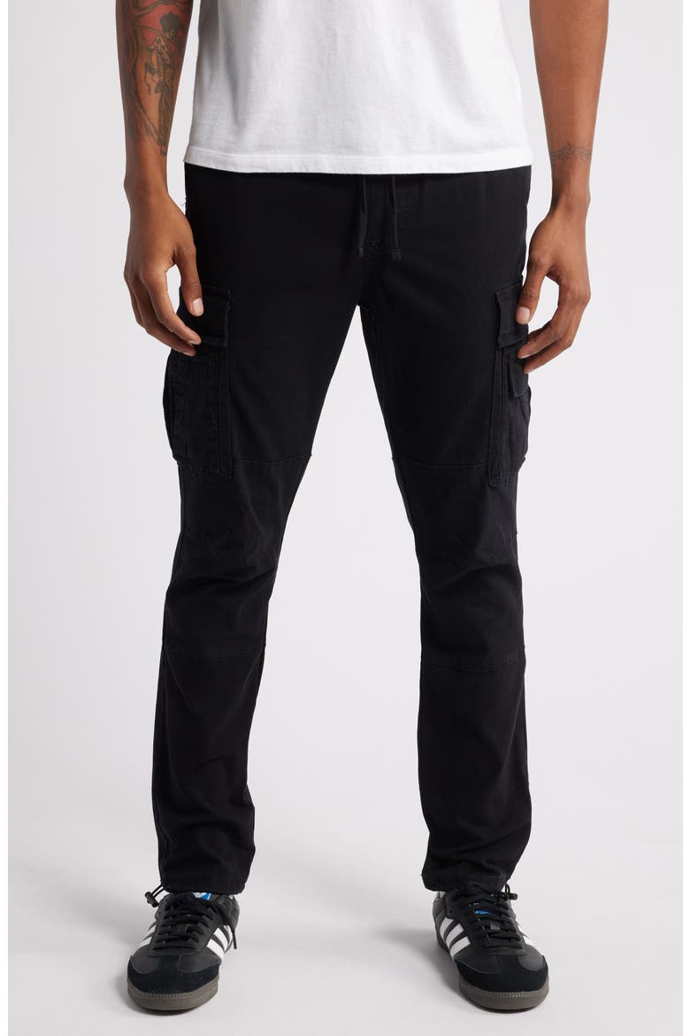 Aden Slim Cotton Cargo Pants, Main, color, BLACK