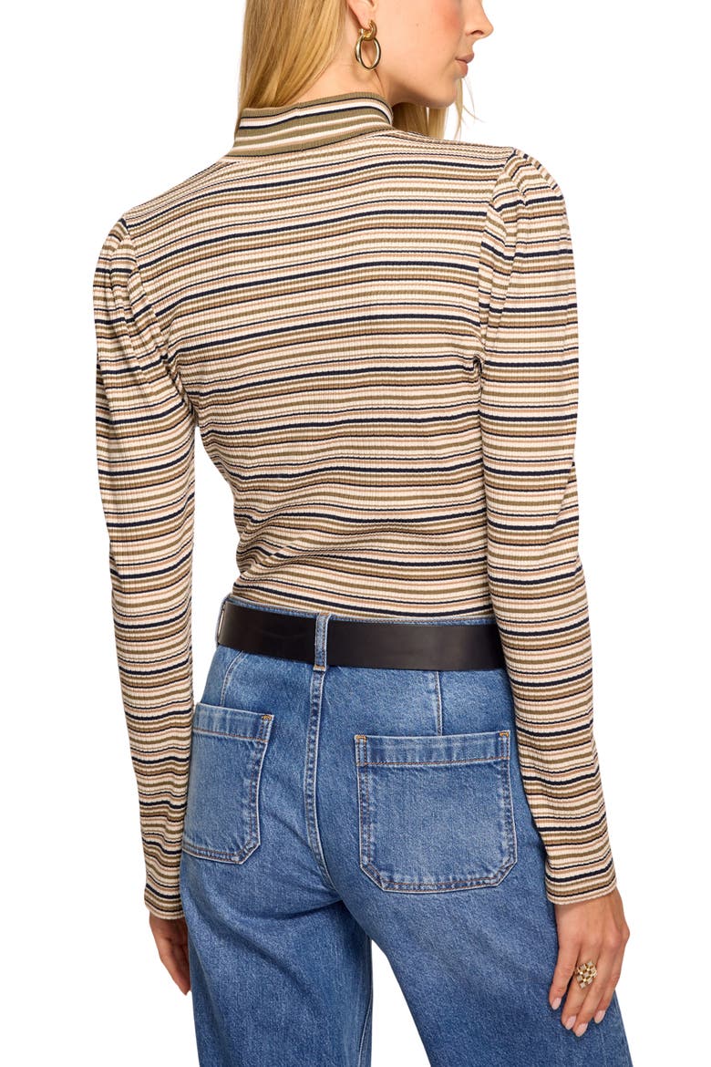 Yvonne Striped Mock Neck Top, Alternate, color, BONE STRIPE