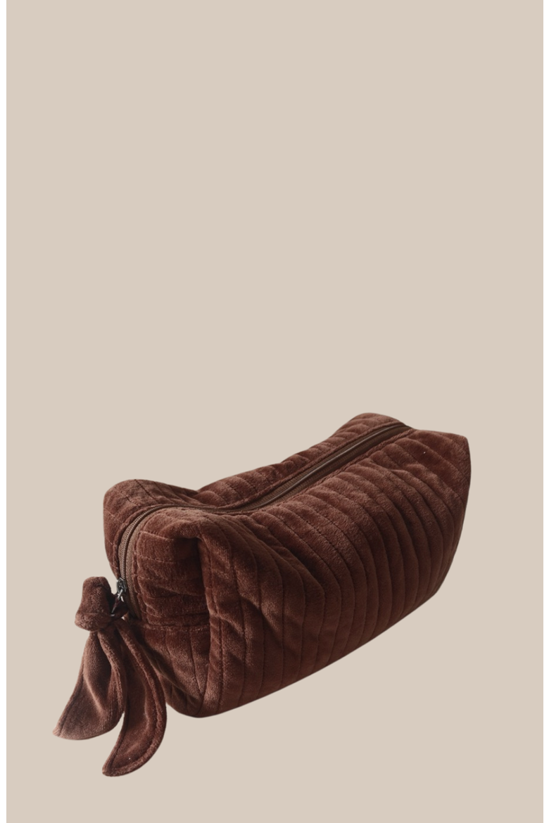 The Velvet Beauty Bag, Main, color, Brown