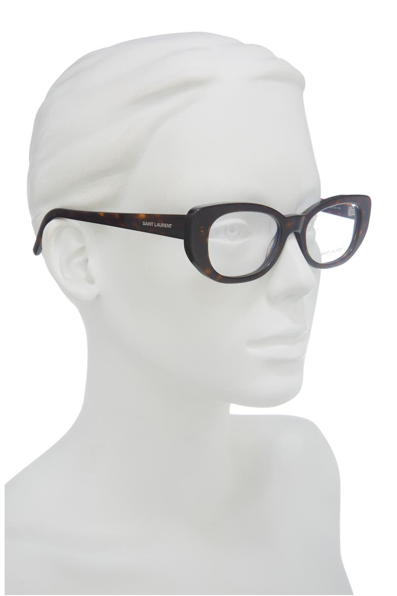 53mm Cat Eye Optical Glasses, Alternate, color, HAVANA HAVANA TRANSPARENT