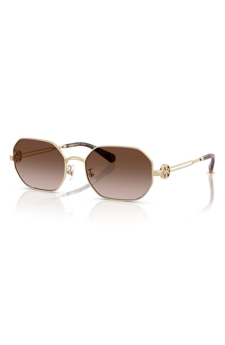 Tory Burch 55mm Irregular Sunglasses, Alternate, color, Light Gold / Brown Gradient