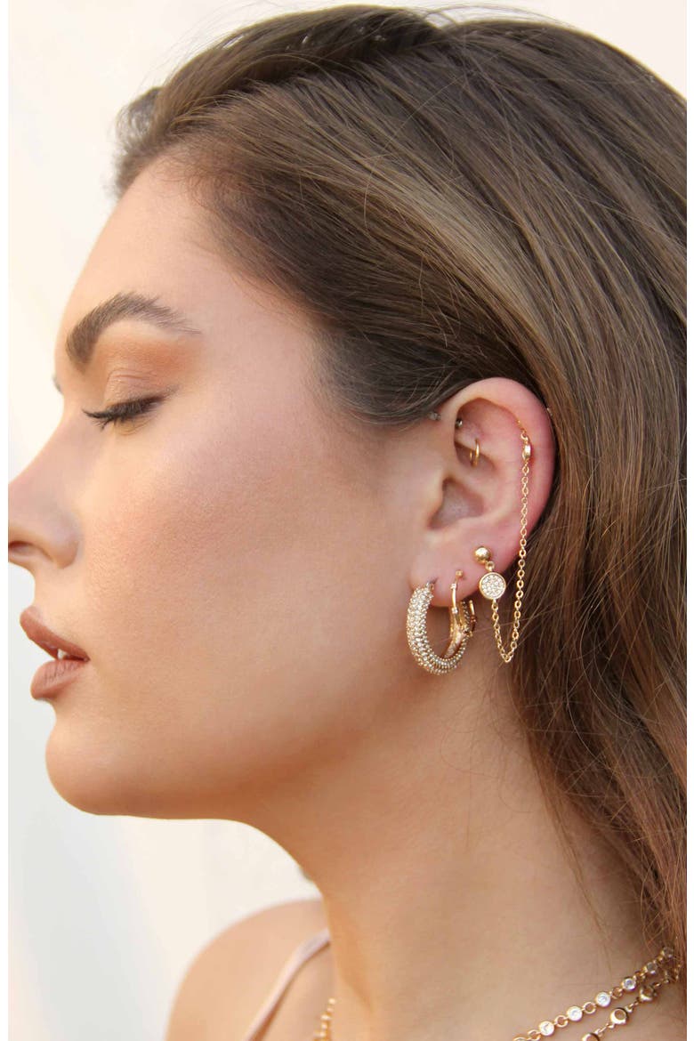 Crystal Embellished Hoop Earrings, Alternate, color, GOLD