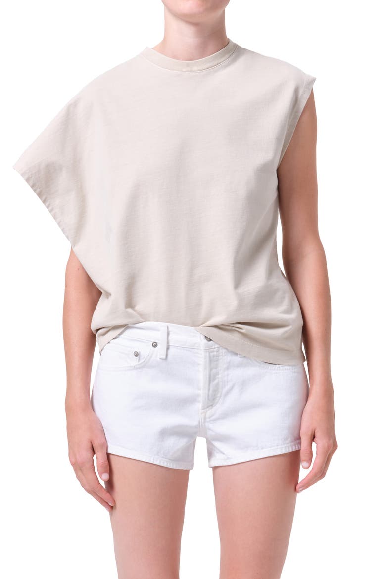 Corrine Asymmetric Tee, Main, color, RICE GRASS BEIGE