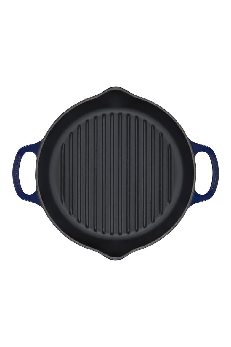 9.5-Inch Deep Round Enamel Cast Iron Grill Pan, Alternate, color, INDIGO