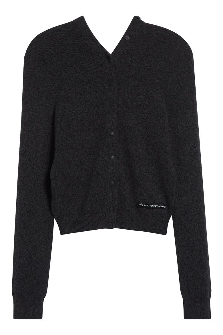 Continuous Placket Crop Wool Blend Cardigan, Alternate, color, CHARCOAL