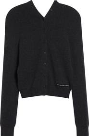 Alexander Wang Continuous Placket Crop Wool Blend Cardigan