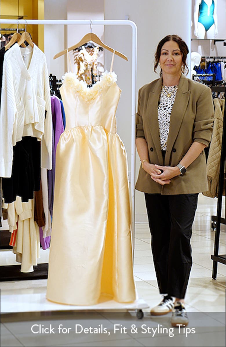 Ruffle Sateen Fit & Flare Gown, sales video thumbnail