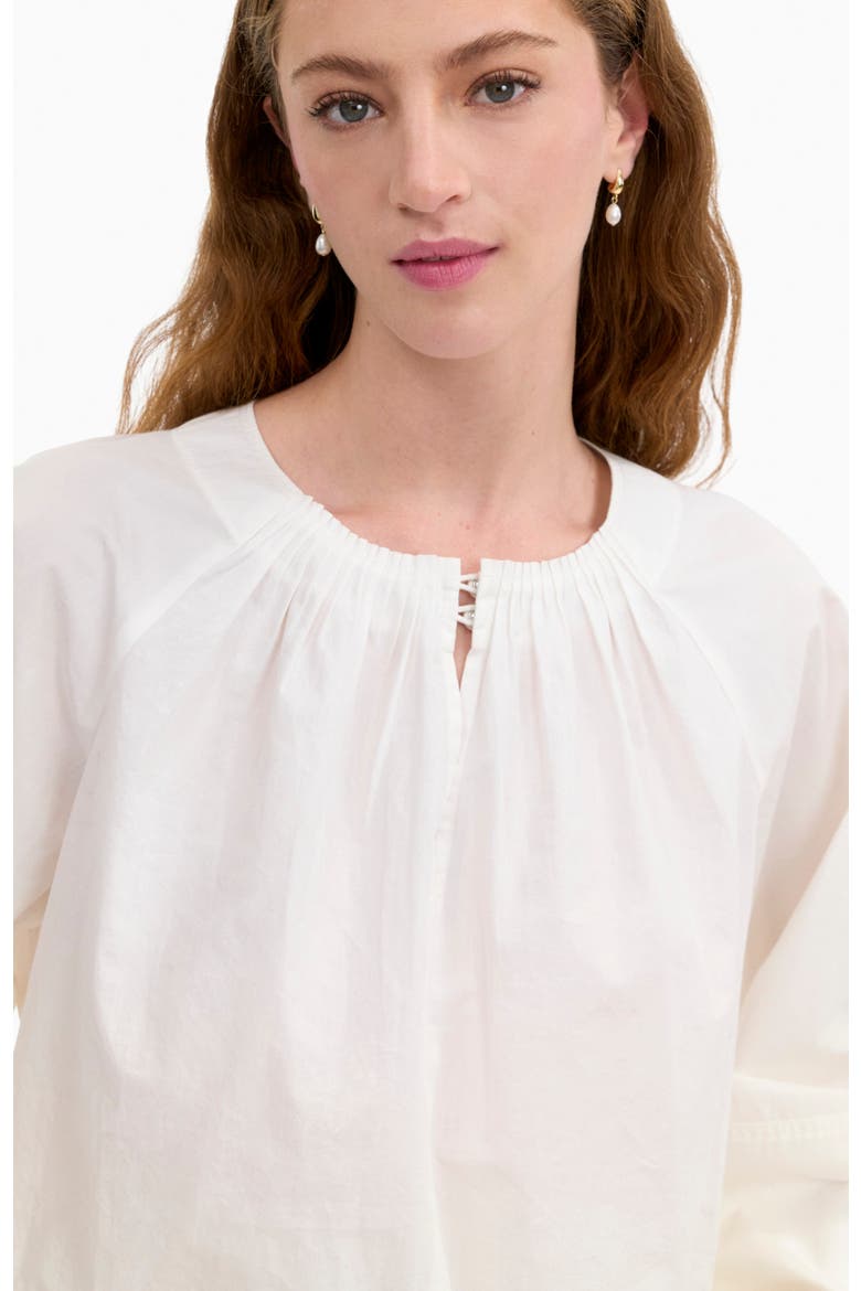 Brielle Cropped Poplin Top, Alternate, color, Ivory