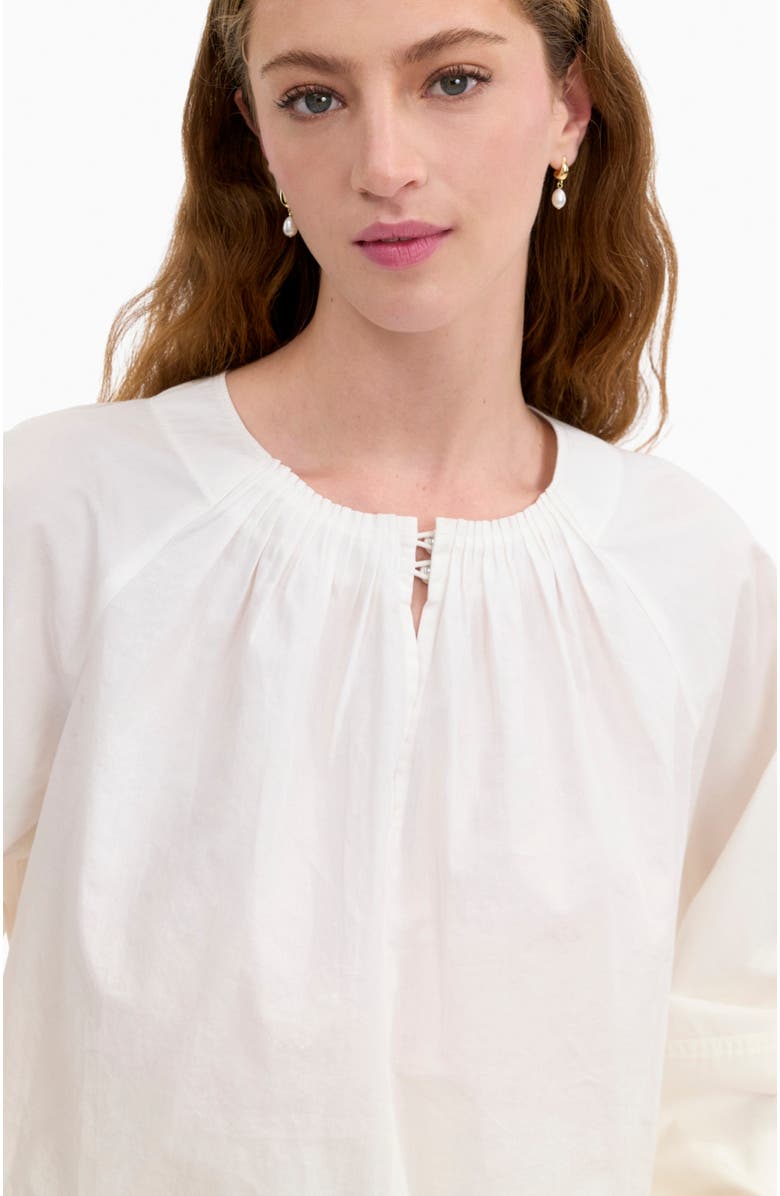 Rebecca Taylor Brielle Cropped Poplin Top, Alternate, color, Ivory