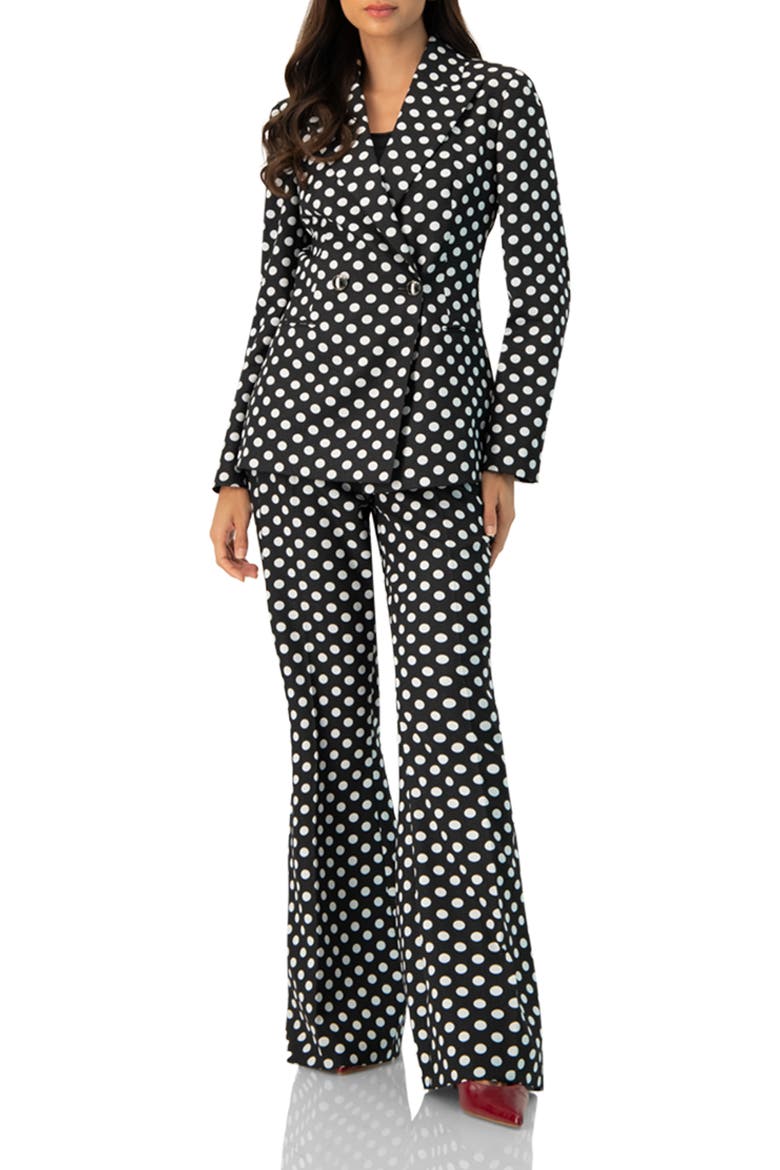 Polka Dot Flared Pants, Alternate, color, Black