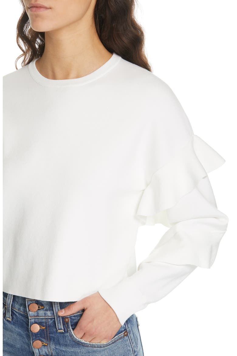 Ruffle Sleeve Sweater, Alternate, color, WHITE