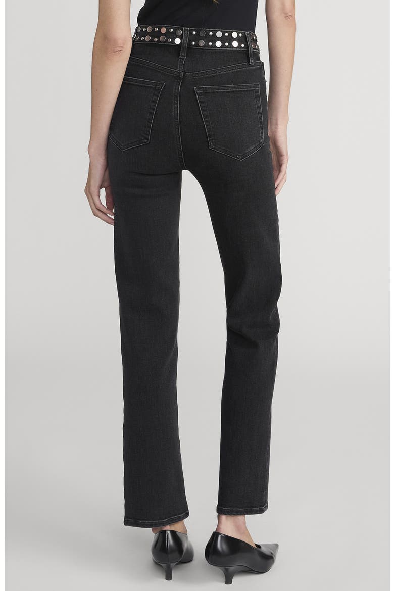 Le Sleek Studded Ankle Straight Leg Jeans, Alternate, color, METEOR