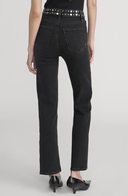 Frame Le Sleek Studded Ankle Straight Leg Jeans In Black